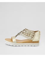 Alexiander Pale Gold Floral Cork Leather Sandals