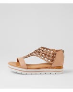 Alexiander Dark Nude Floral Cork Leather Sandals