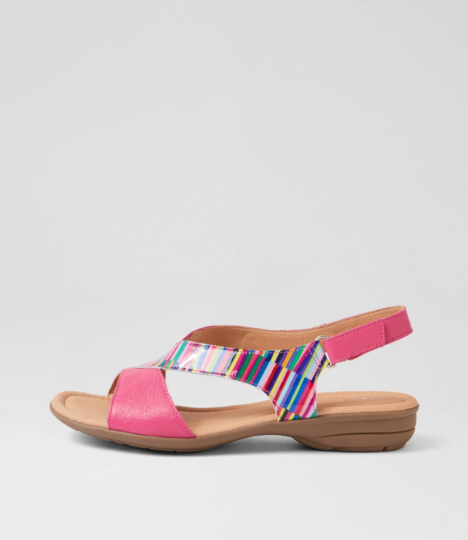 Bensin Bright Stripe Fuchsia Patent Leather Sandals