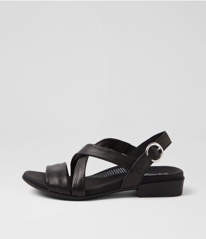 Cevie Black Leather Sandals