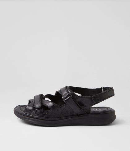 Donnia Black Leather Sandals