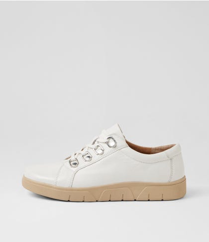 Theas D White Almond Leather Sneakers