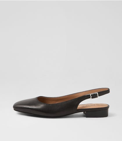 Gradys Black Leather Flat Shoes