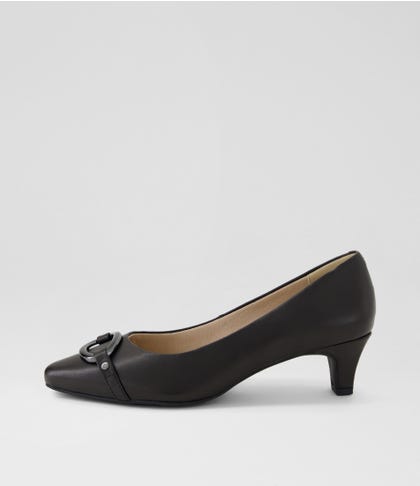 Laynes Black Leather Heels