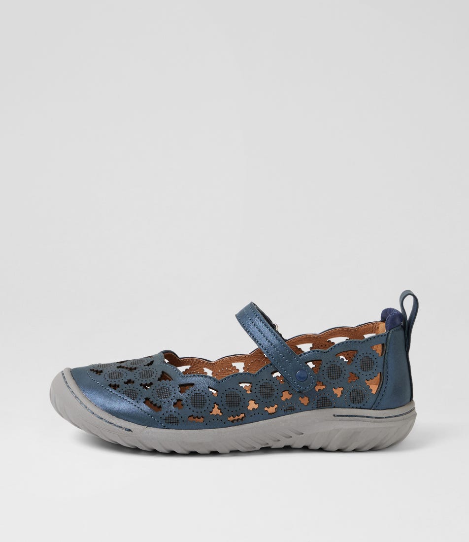 Tadaa Blue Shimmer Suede Flat Shoes