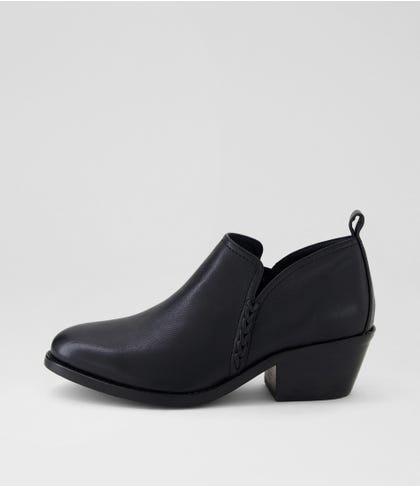 Jappie Black Leather Ankle Boots