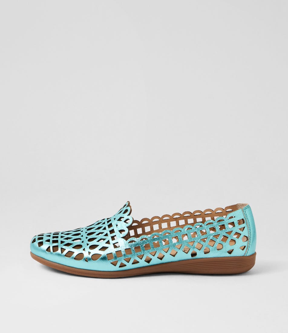 Hadelys Aqua Metallic Leather Loafers