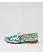 Hadelys Aqua Metallic Leather Loafers