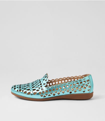 Hadelys Aqua Metallic Leather Loafers