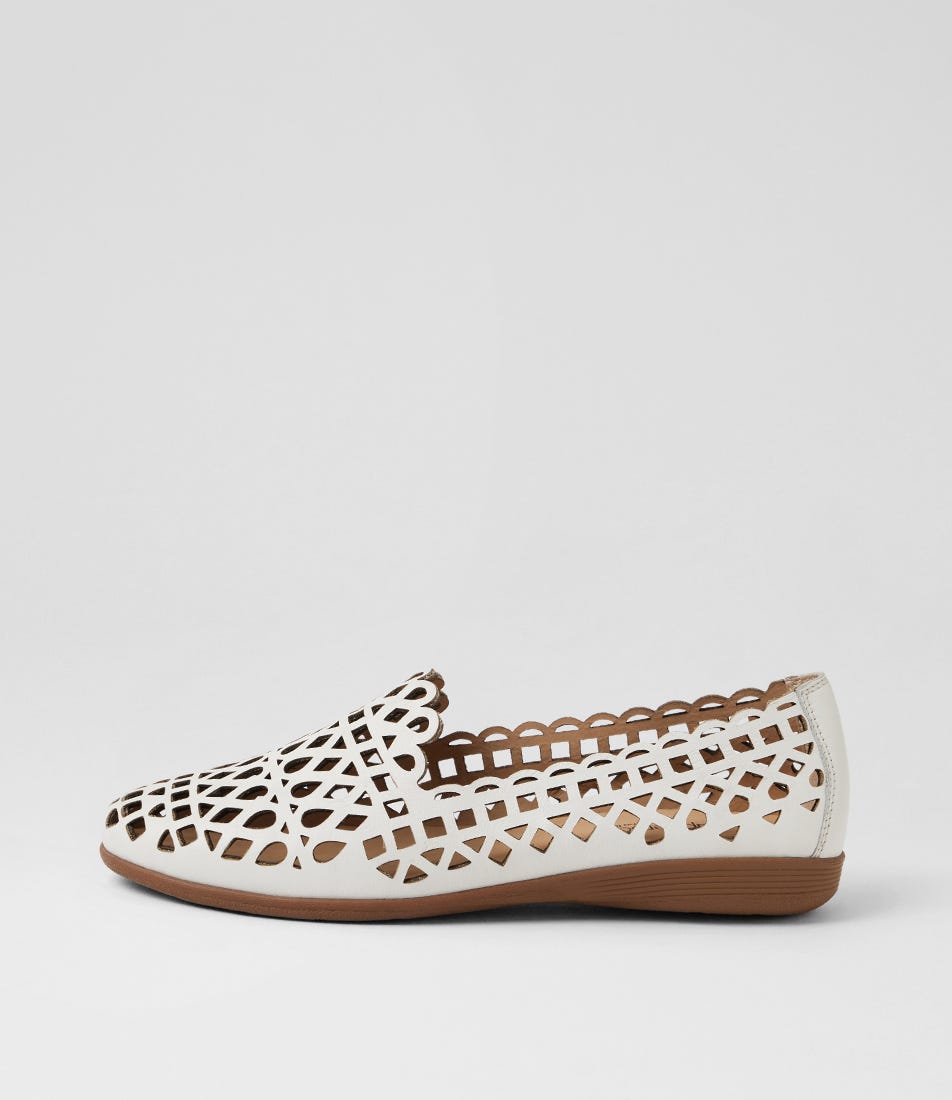 Hadelys White Leather Loafers