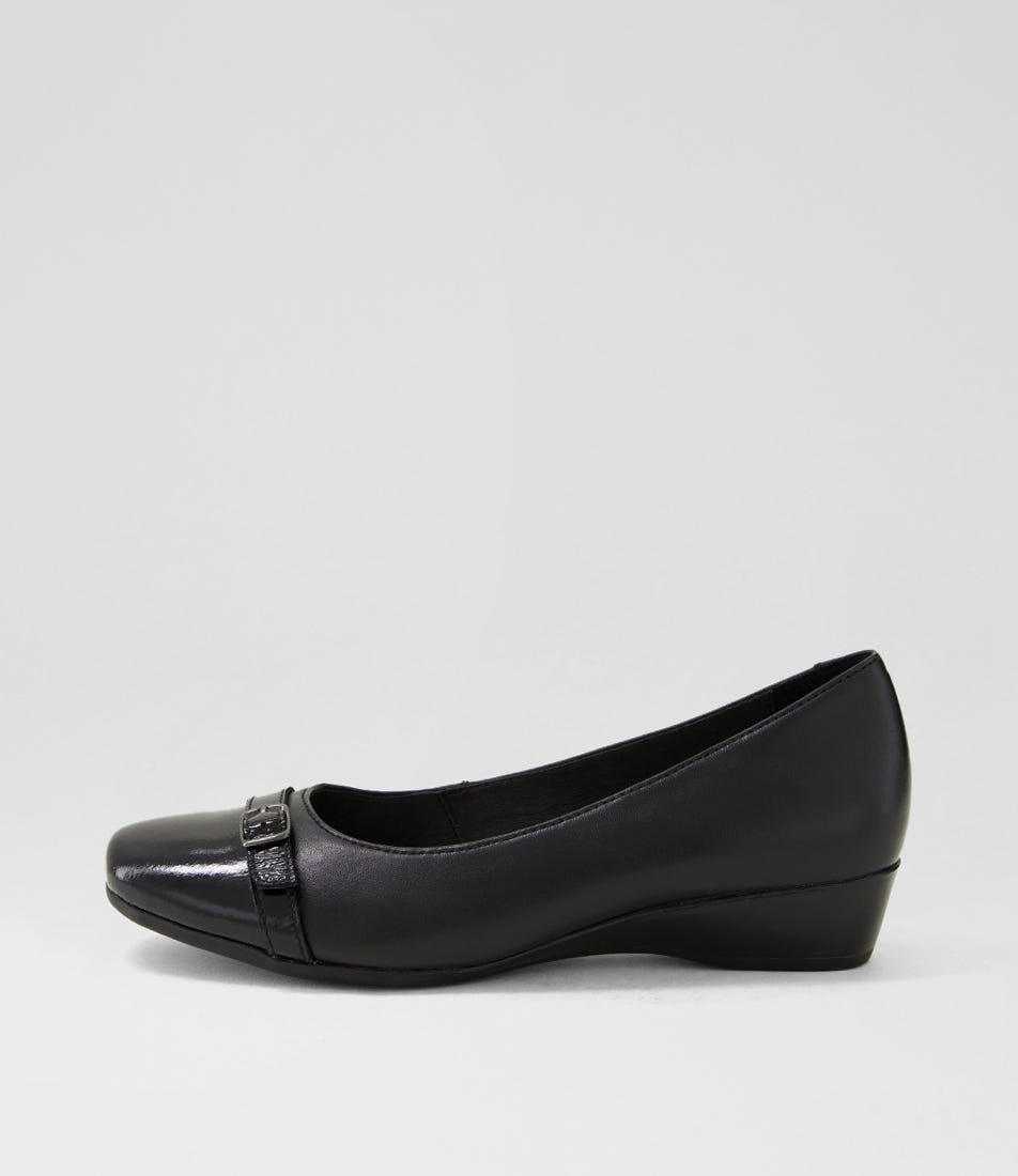 Rosalaie Black Patent Leather Wedges