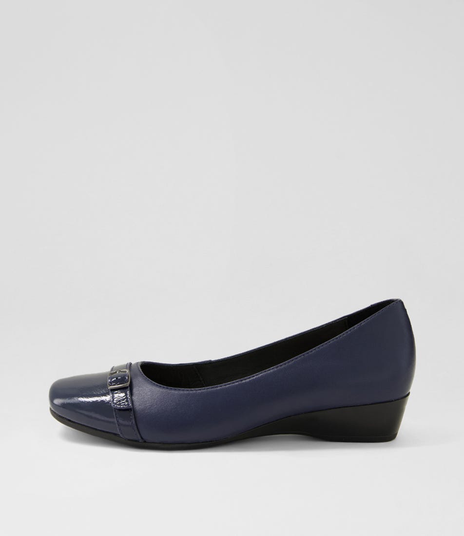 Rosalaie Navy Patent Leather Wedges