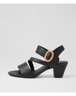 Invites Black Leather Sandals