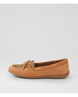 Fabias Dark Tan Dot Leather Fur Flat Shoes