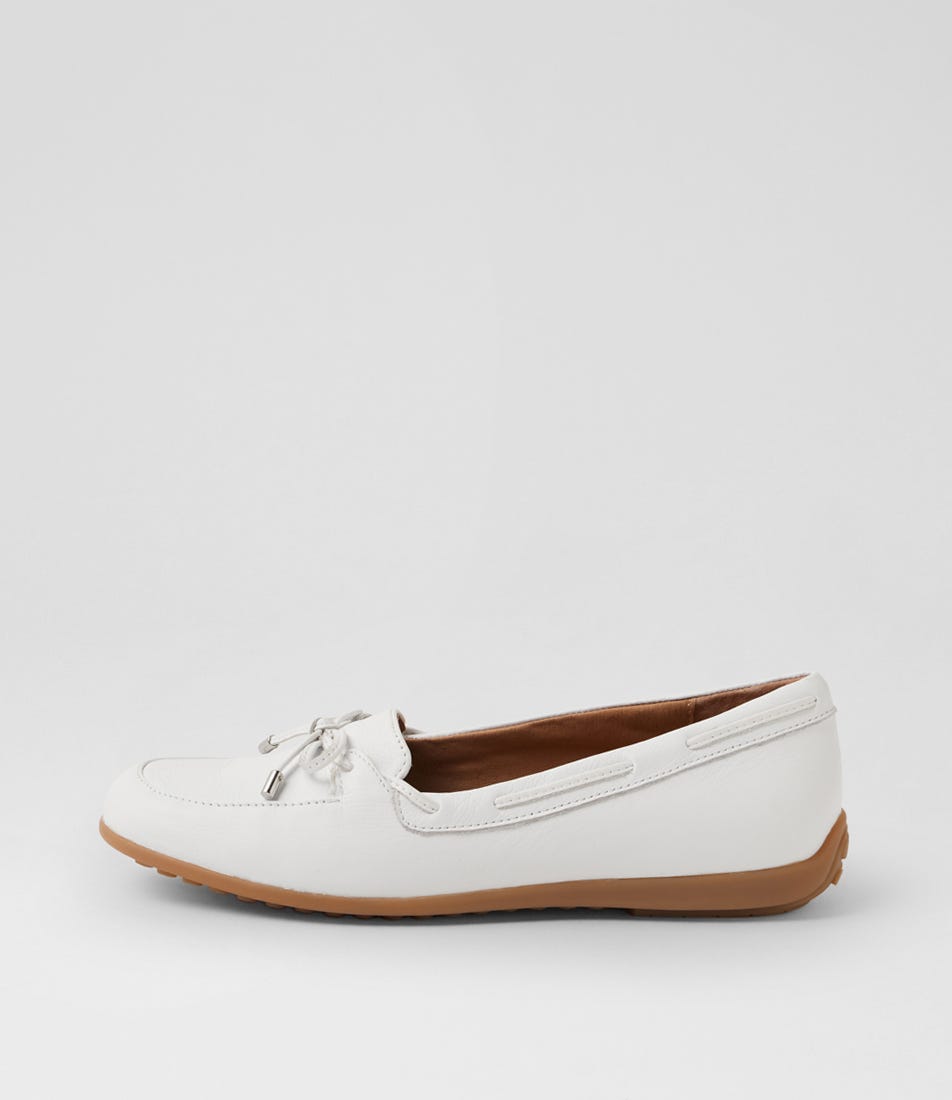 Fabias White Leather Flat Shoes