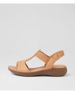 Mailie Dark Tan Leather Elastic Sandals