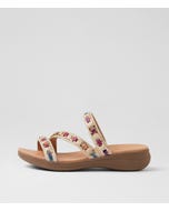 Maybelle Almond Multi Leather Fabric Sandals