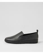 Barri Black Waxy Leather Flat Shoes