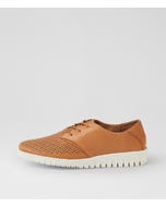 Barty Dark Tan White Leather Flat Shoes
