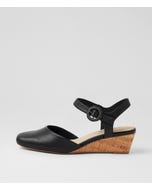 Selvine Black Cork Leather Heels