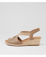 Zelie Light Taupe Leather Elastic Sandals