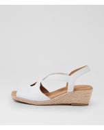 Zelie White Leather Elastic Sandals