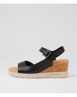 Afelia Black Leather Sandals