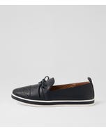 Aleeska Navy Leather Flat Shoes