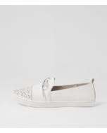 Aleeska White Leather Flat Shoes