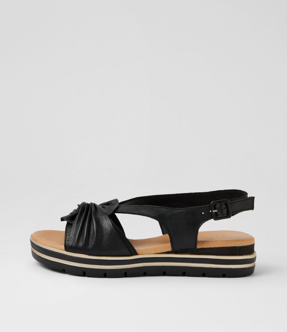 Alexin Black Gold Leather Sandals