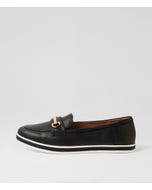 Ari Black Leather Flat Shoes