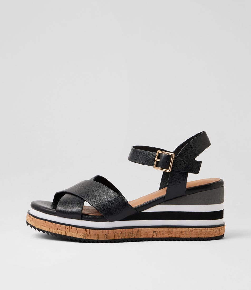 Bambe Black Leather Sandals