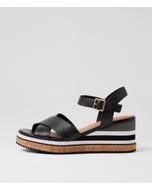 Bambe Black Leather Sandals