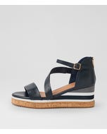 Bodhis Navy Leather Sandals