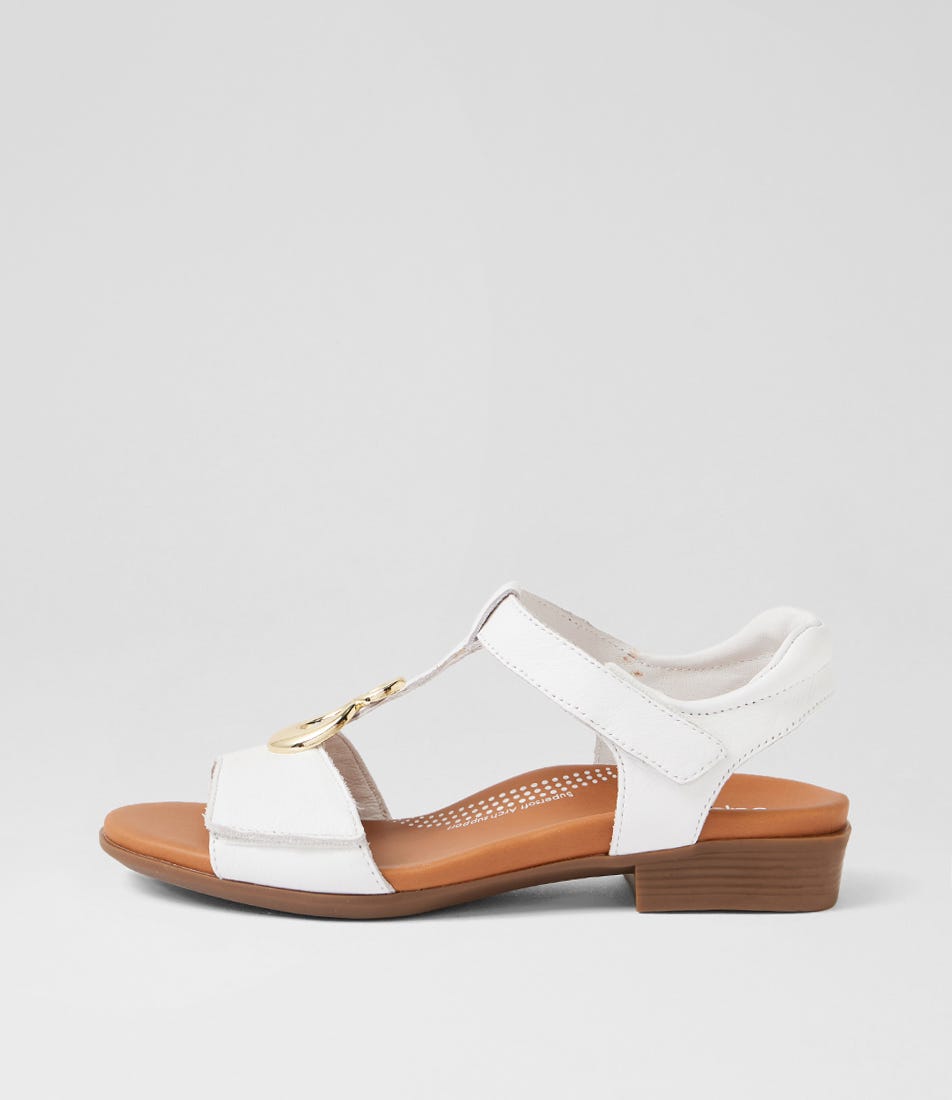 Caries White Leather Sandals
