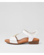 Caries White Leather Sandals