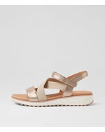 Carrie Champagne Leather Elastic Sandals