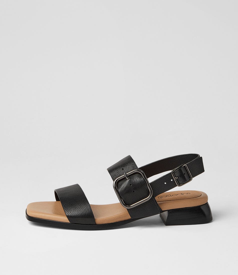 Demai Black Leather Sandals