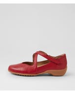 Gwens Dark Red Leather Flat Shoes