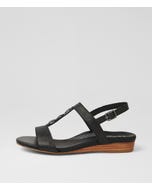 Japine Black Leather Sandals