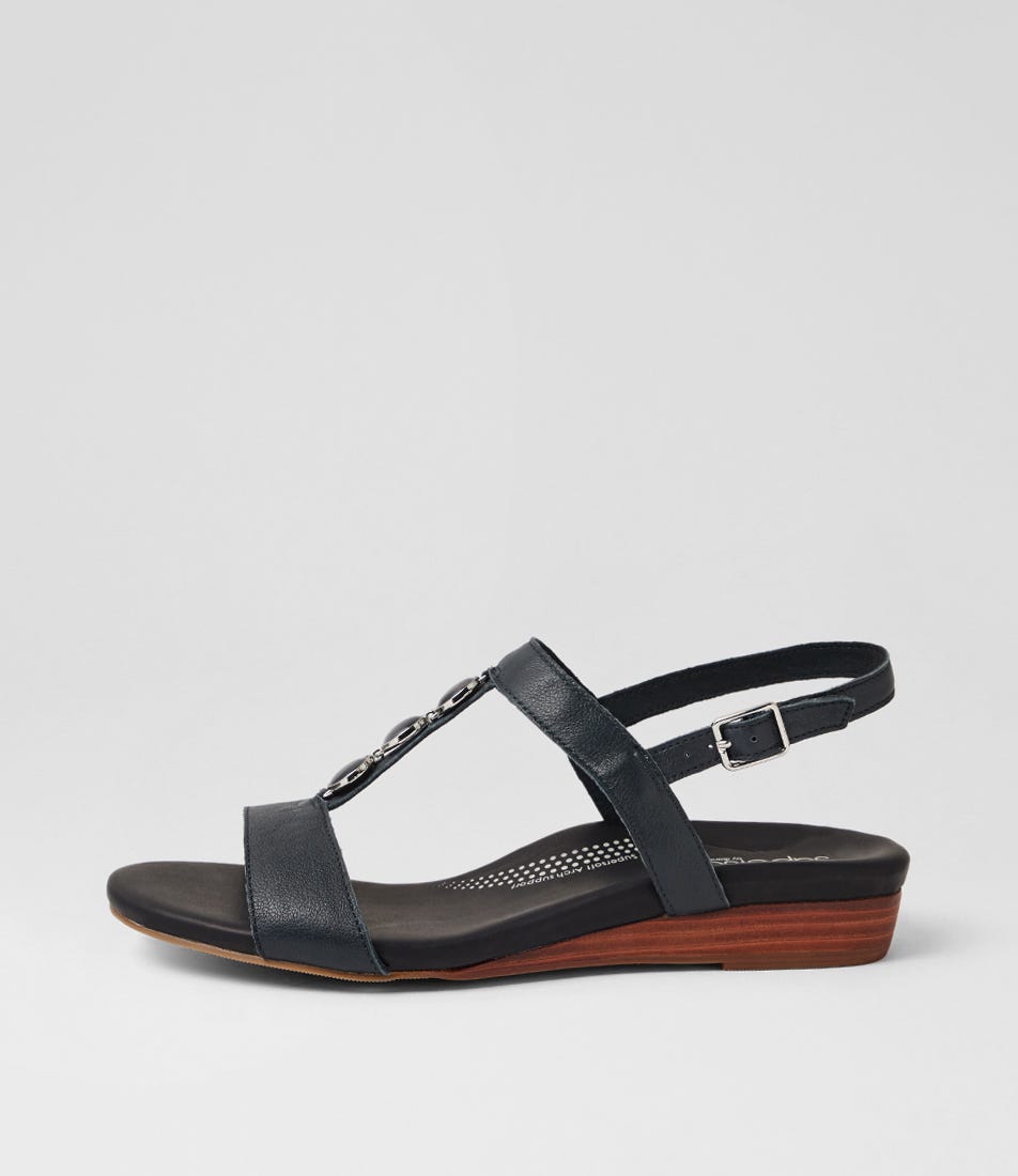 Japine Navy Leather Sandals