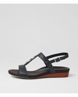 Japine Navy Leather Sandals