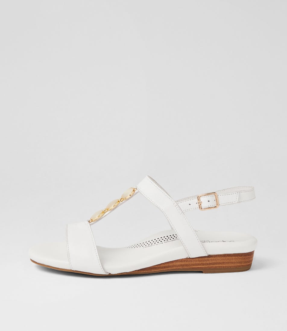 Japine White Leather Sandals