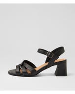 Jaydie Black Veneer Leather Sandals