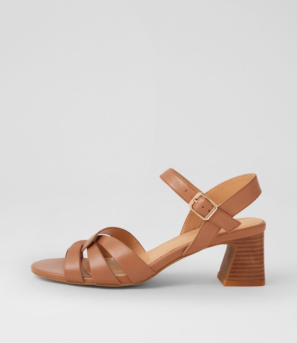 Jaydie Dark Tan Natural Veneer Leather Sandals