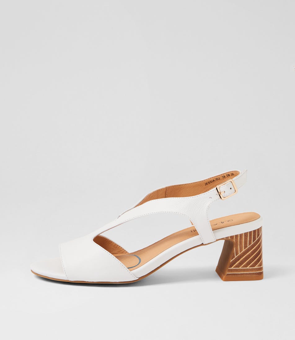 Jessia White Abstract Leather Sandals