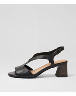 Jessia Black Abstract Leather Sandals