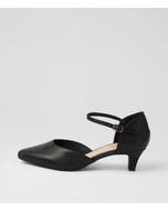 Louisas Black Leather Heels