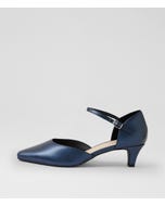 Louisas Navy Metallic Leather Heels