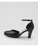 Seliah Black Leather Heels